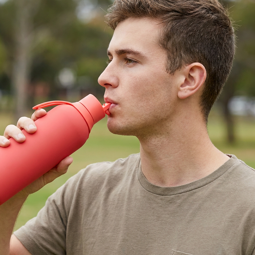Botella Térmica de Acero Inoxidable con Interior Cerámico y Doble Tapón – Lisa | Aurea