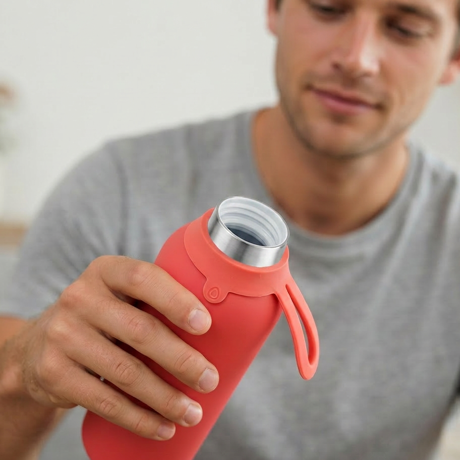 Botella Térmica de Acero Inoxidable con Interior Cerámico y Doble Tapón – Lisa | Aurea