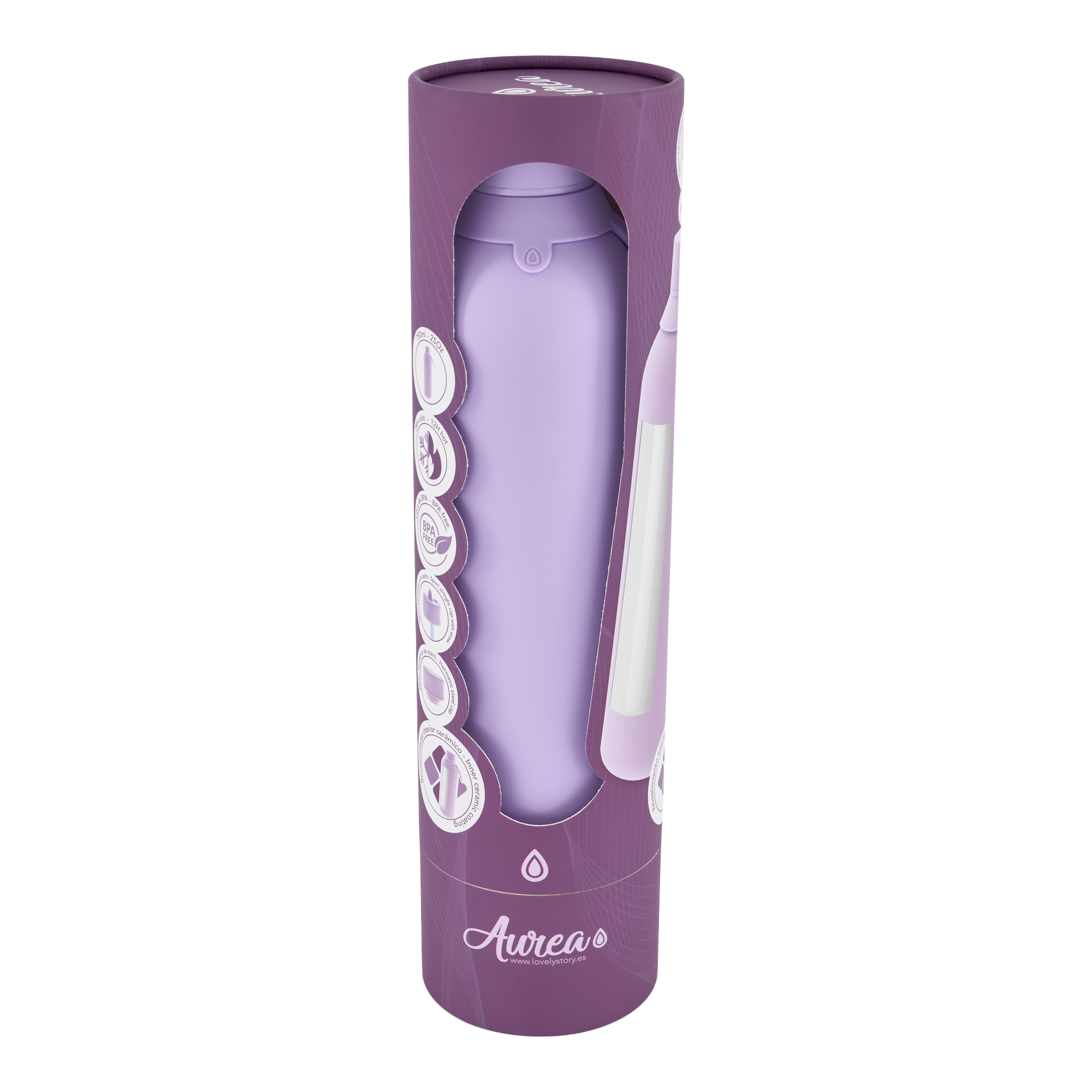 Botella Térmica de Acero Inoxidable con Interior Cerámico y Doble Tapón – Happy Dots | Aurea