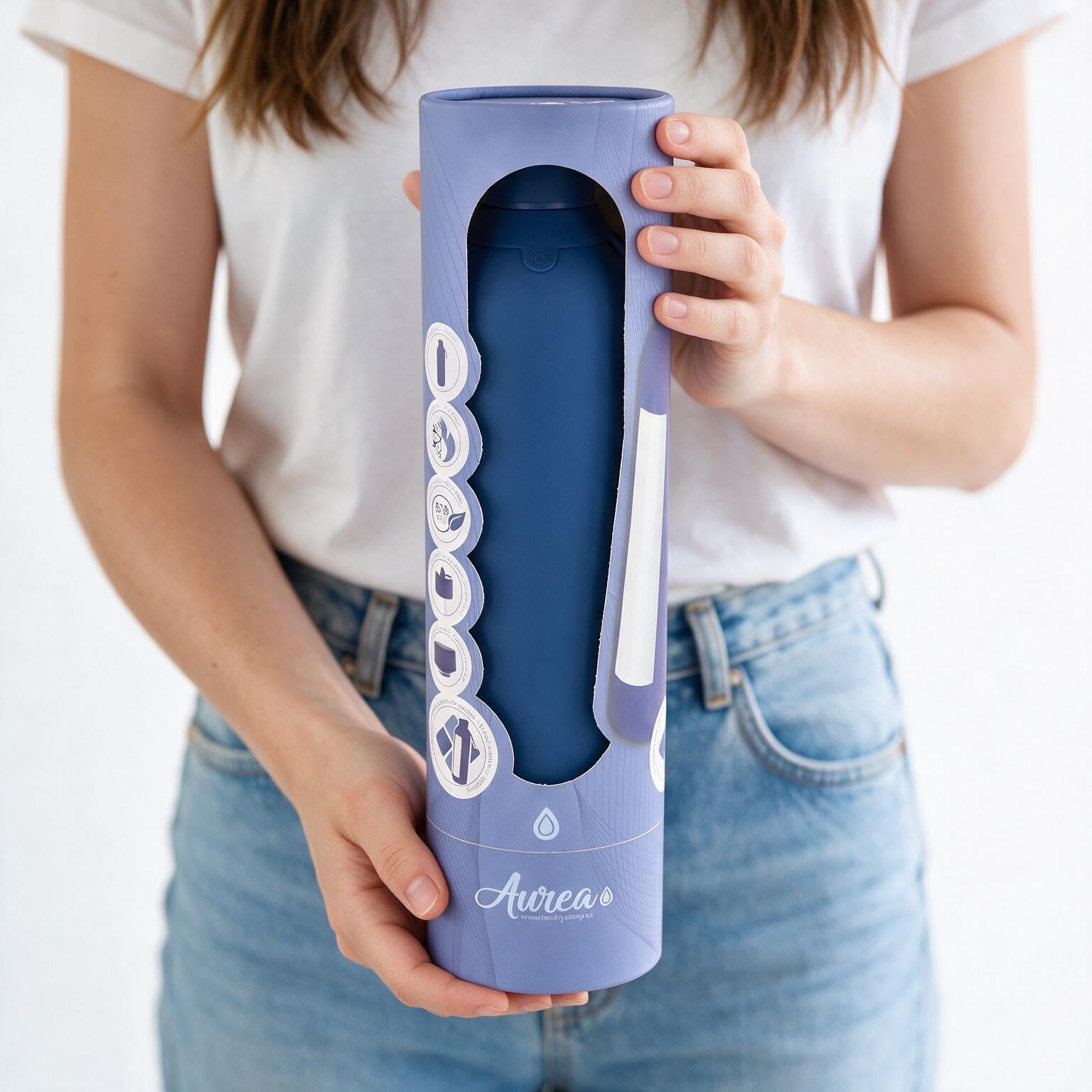 Botella Térmica de Acero Inoxidable con Interior Cerámico y Doble Tapón – Lisa | Aurea