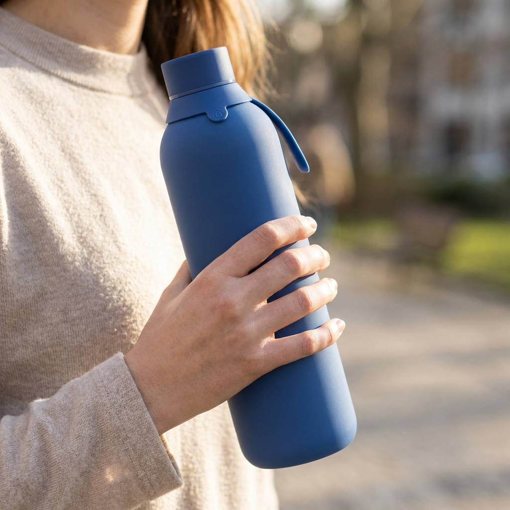 Botella Térmica de Acero Inoxidable con Interior Cerámico y Doble Tapón – Lisa | Aurea