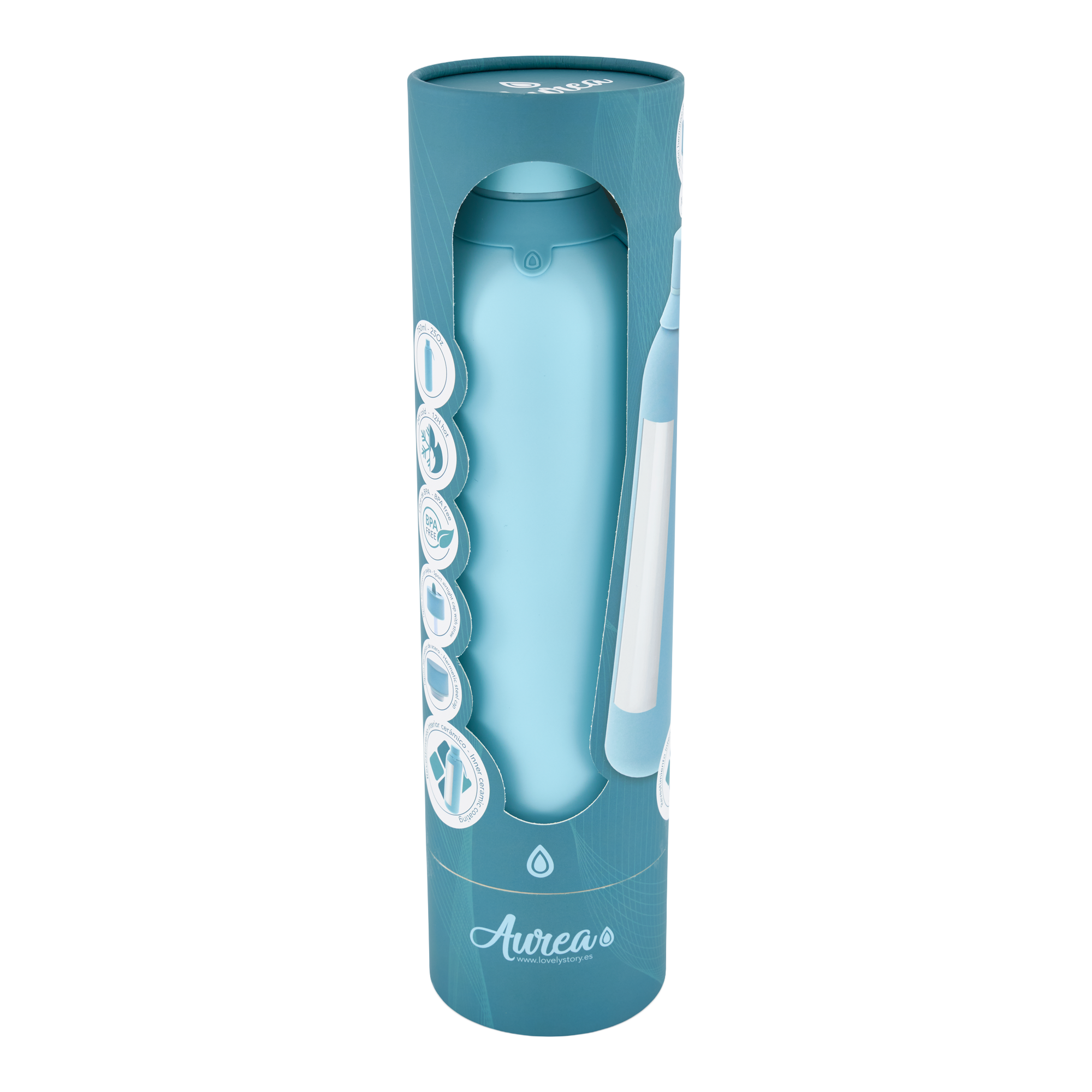 Botella Térmica de Acero Inoxidable con Interior Cerámico y Doble Tapón – Sketch Maps | Aurea