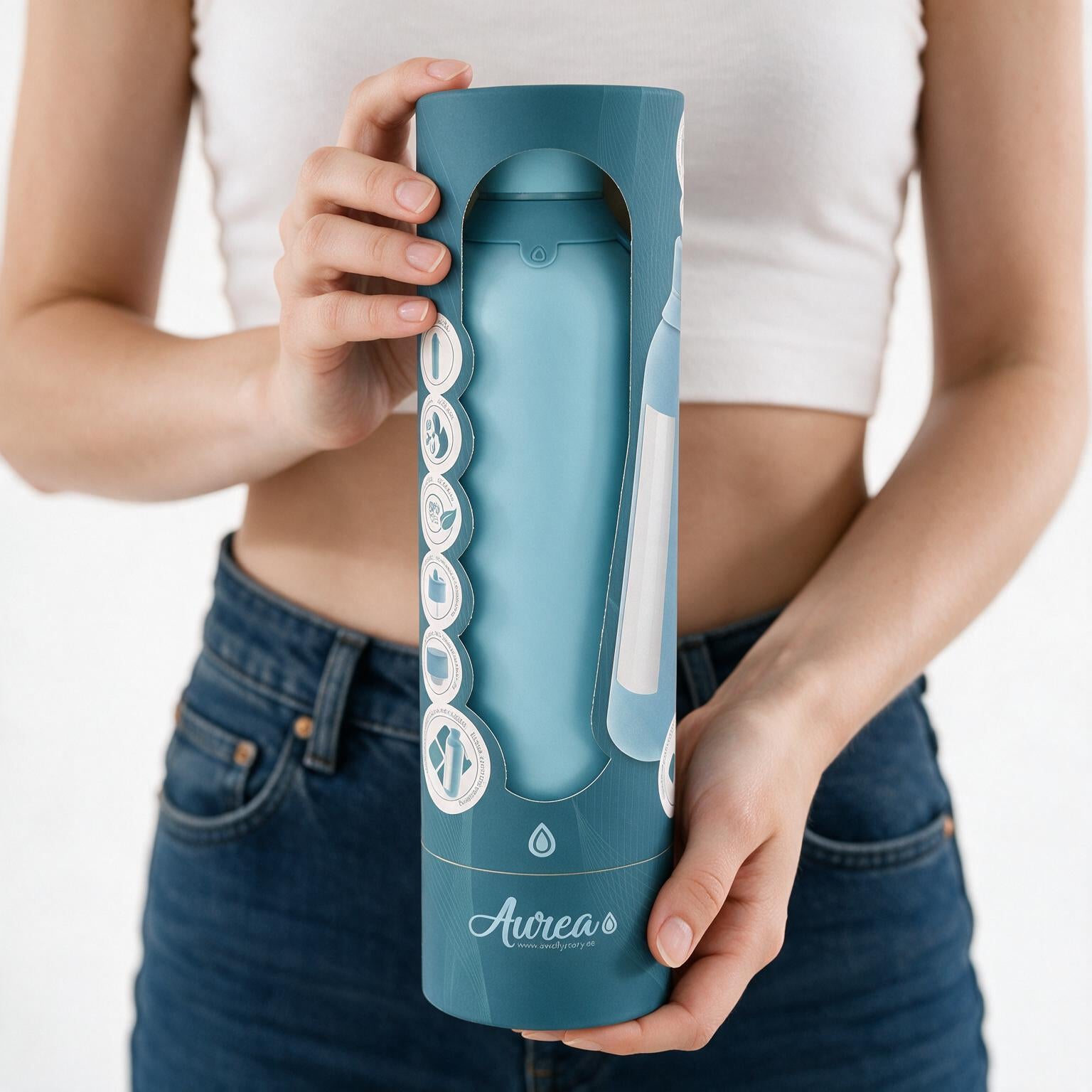 Botella Térmica de Acero Inoxidable con Interior Cerámico y Doble Tapón – Lisa | Aurea