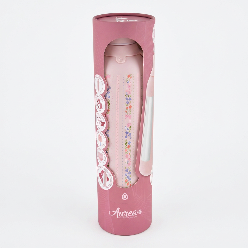 Botella Térmica de Acero Inoxidable con Interior Cerámico y Doble Tapón – Petal Lines | Aurea