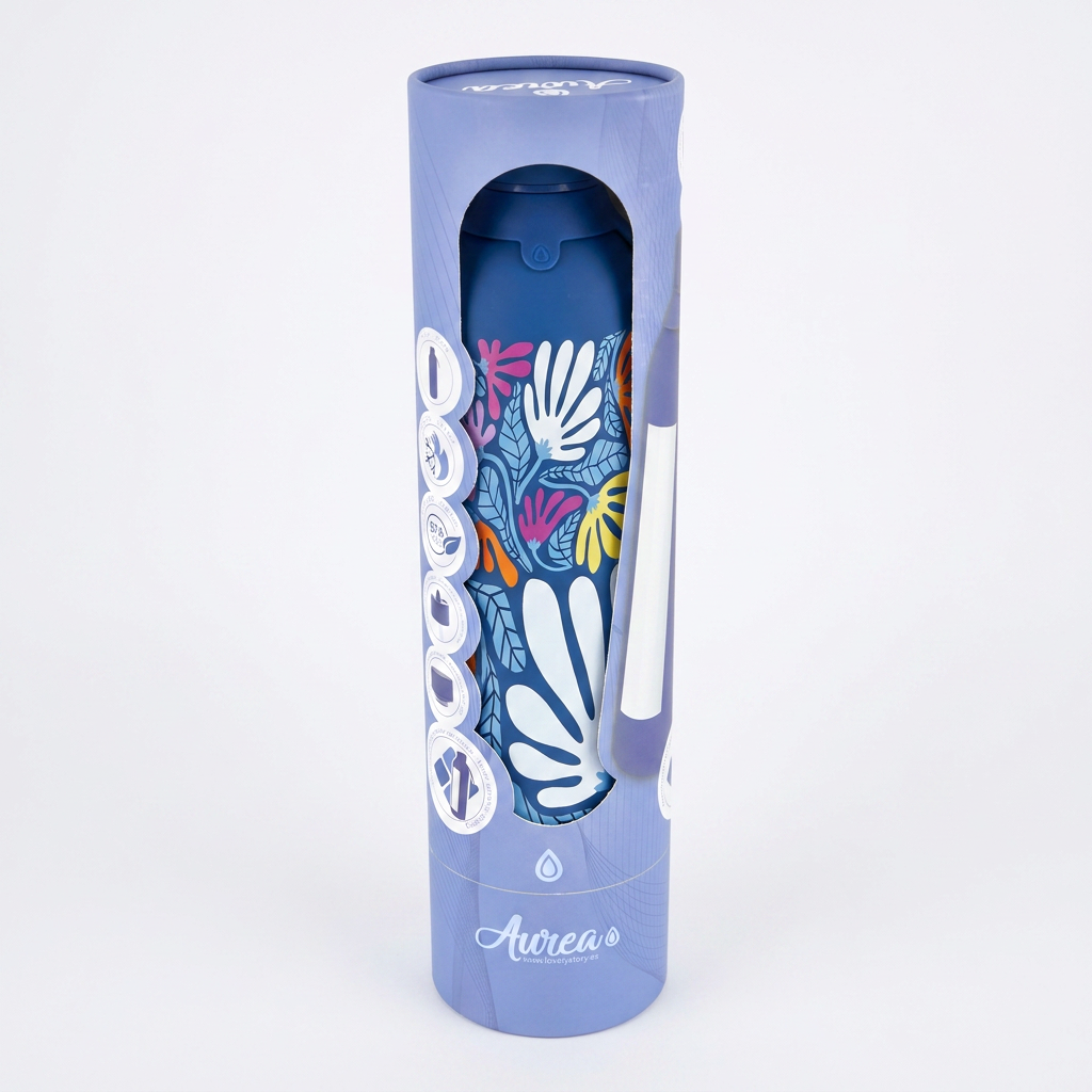 Botella Térmica de Acero Inoxidable con Interior Cerámico y Doble Tapón – Tropic Bloom | Aurea