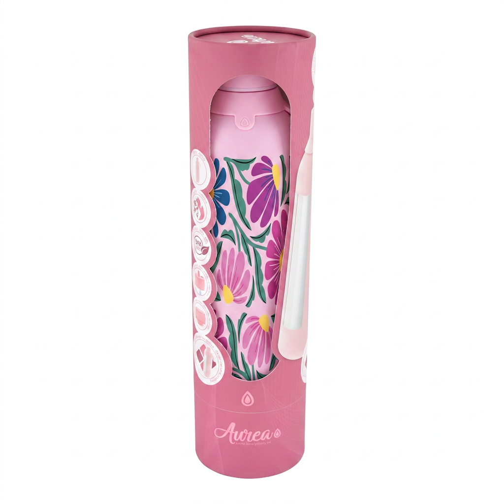 Botella Térmica de Acero Inoxidable con Interior Cerámico y Doble Tapón – Tropic Bloom | Aurea