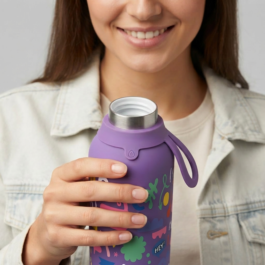 Botella Térmica de Acero Inoxidable con Interior Cerámico y Doble Tapón – Keep Moving | Aurea