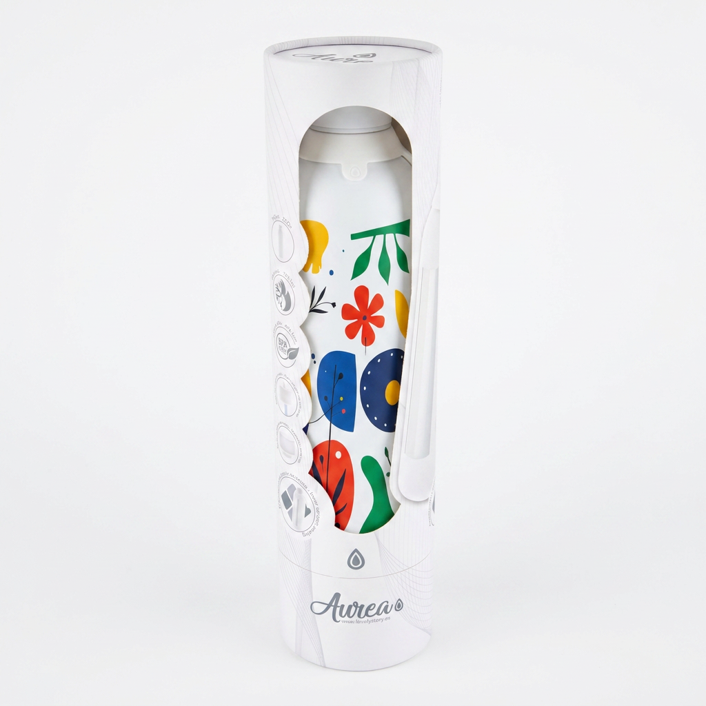 Botella Térmica de Acero Inoxidable con Interior Cerámico y Doble Tapón – Happy Garden | Aurea