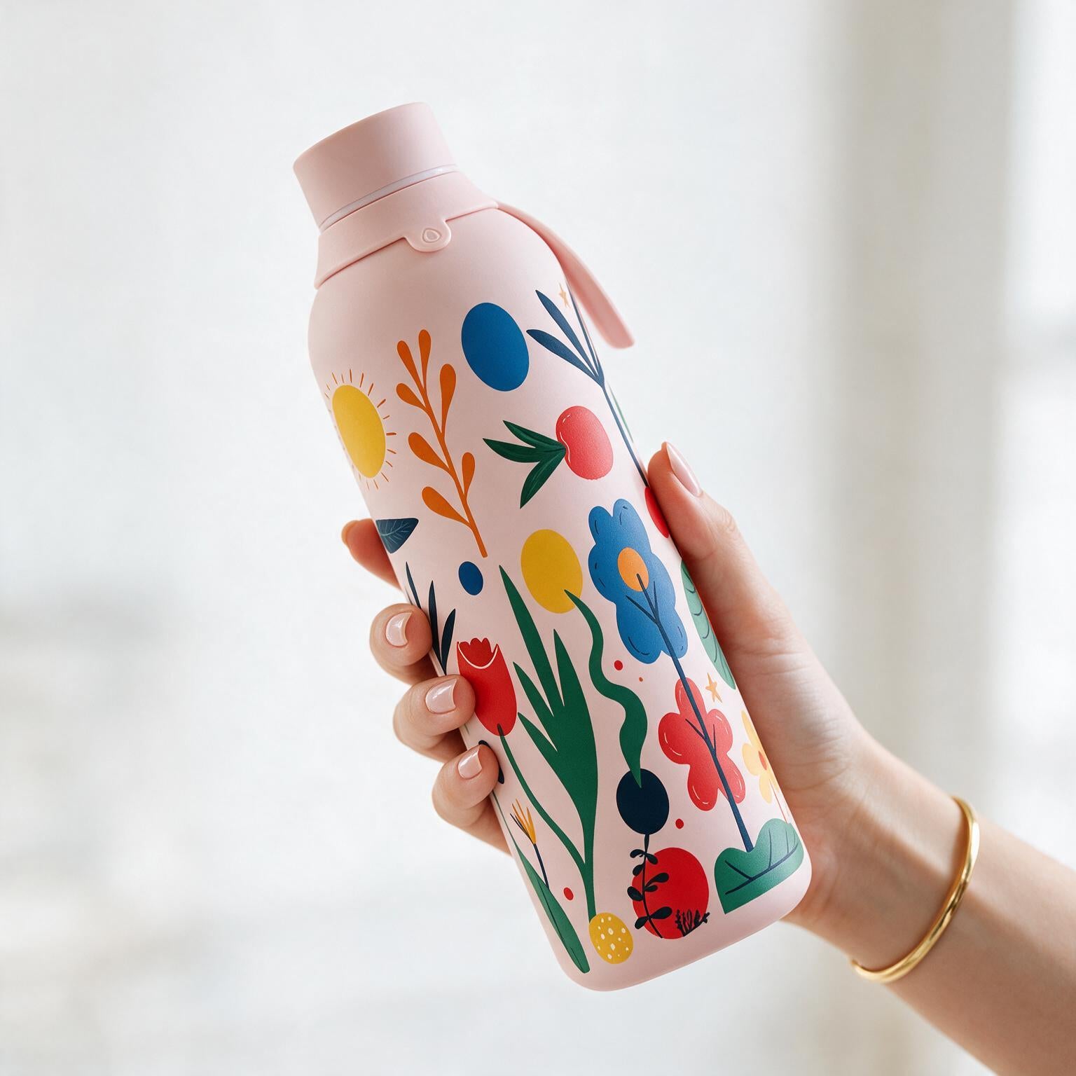 Botella Térmica de Acero Inoxidable con Interior Cerámico y Doble Tapón – Happy Garden | Aurea