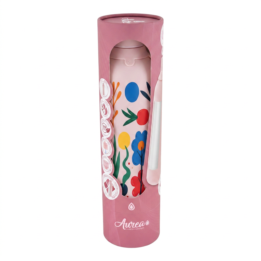Botella Térmica de Acero Inoxidable con Interior Cerámico y Doble Tapón – Happy Garden | Aurea