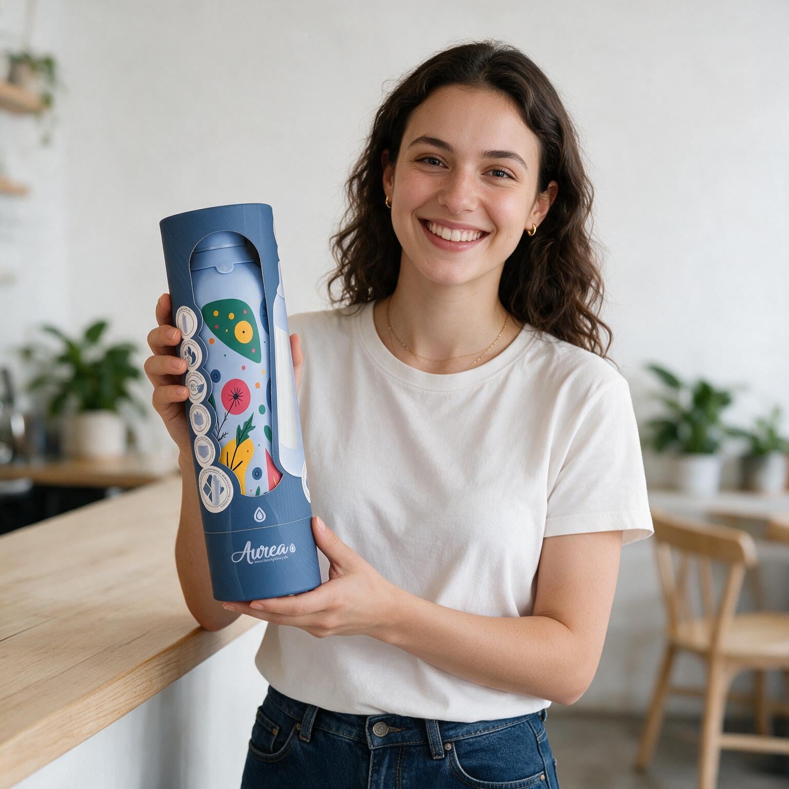 Botella Térmica de Acero Inoxidable con Interior Cerámico y Doble Tapón – Happy Garden | Aurea