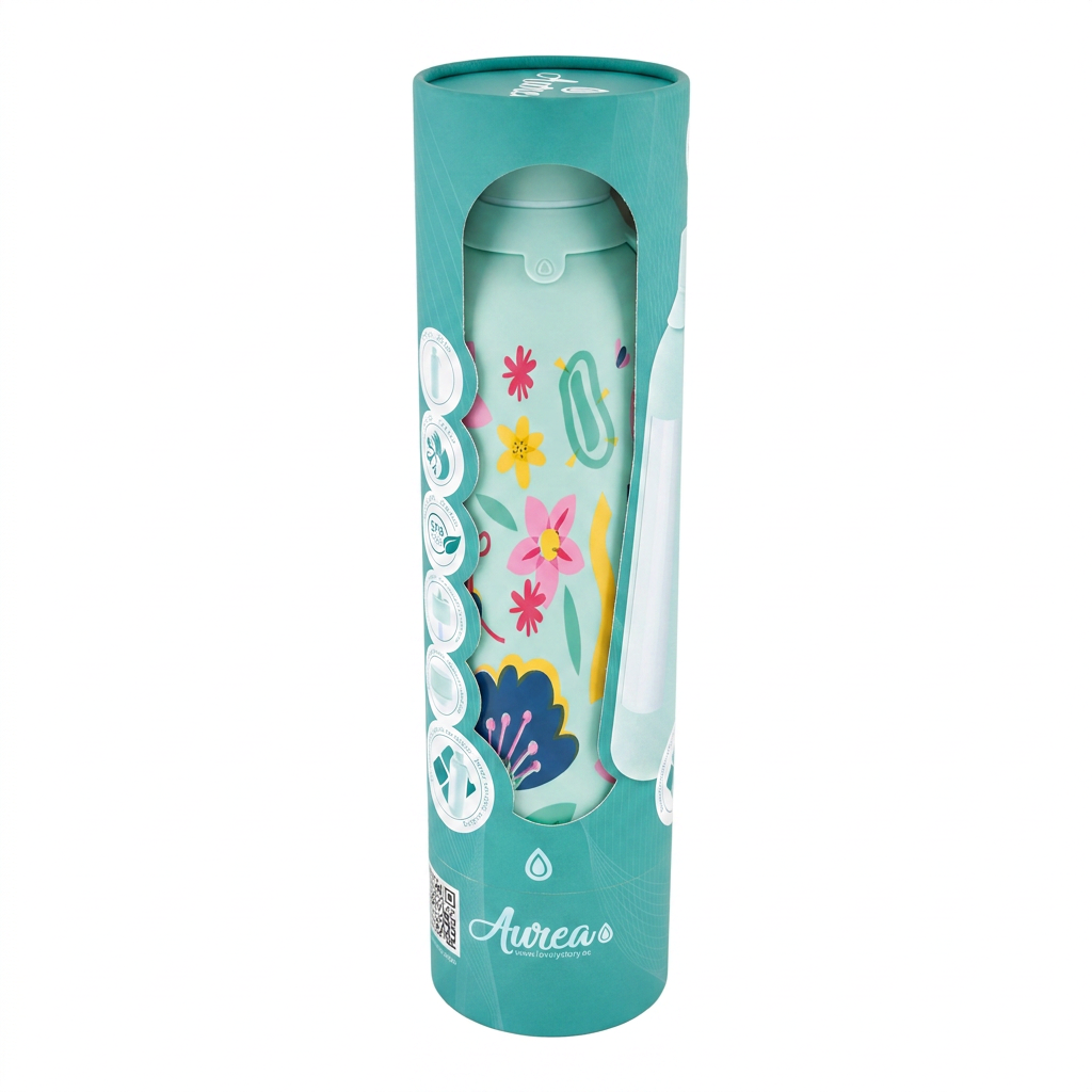 Botella Térmica de Acero Inoxidable con Interior Cerámico y Doble Tapón – Little Botanical | Aurea