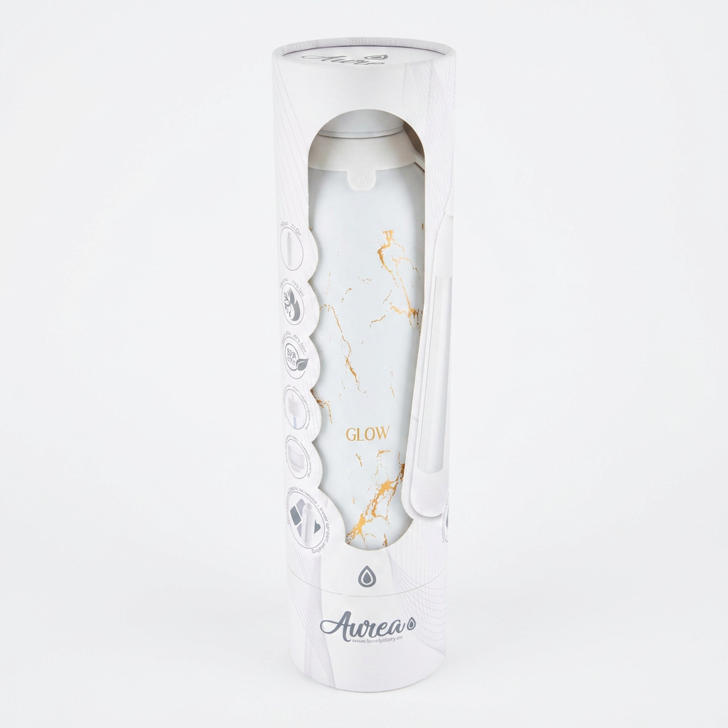 Botella Térmica de Acero Inoxidable con Interior Cerámico y Doble Tapón – Pure Gold | Aurea