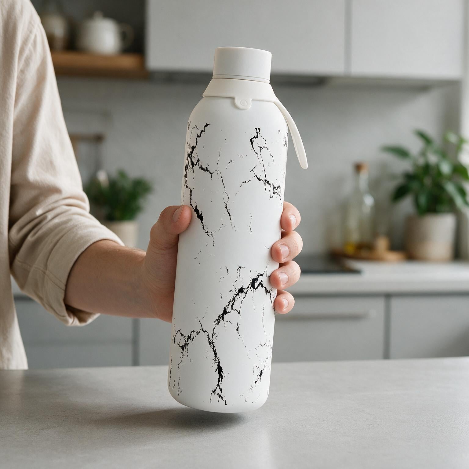 Botella Térmica de Acero Inoxidable con Interior Cerámico y Doble Tapón – Solid Stone | Aurea