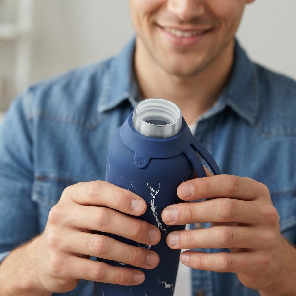 Botella Térmica de Acero Inoxidable con Interior Cerámico y Doble Tapón – Solid Stone | Aurea