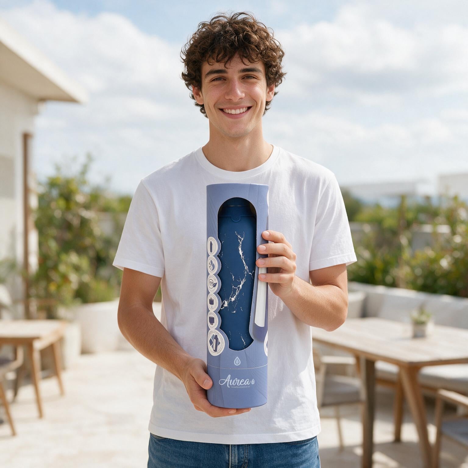 Botella Térmica de Acero Inoxidable con Interior Cerámico y Doble Tapón – Solid Stone | Aurea