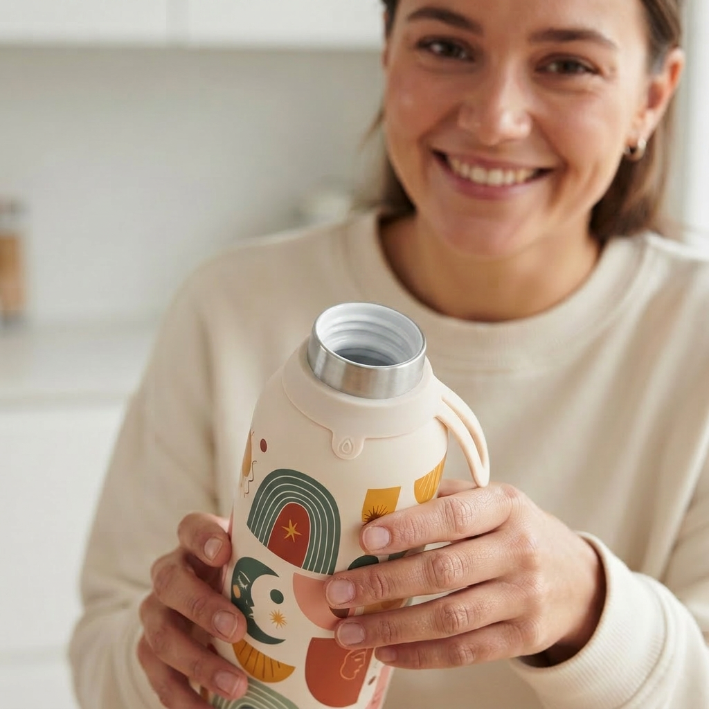 Botella Térmica de Acero Inoxidable con Interior Cerámico y Doble Tapón – Boho Soul | Aurea