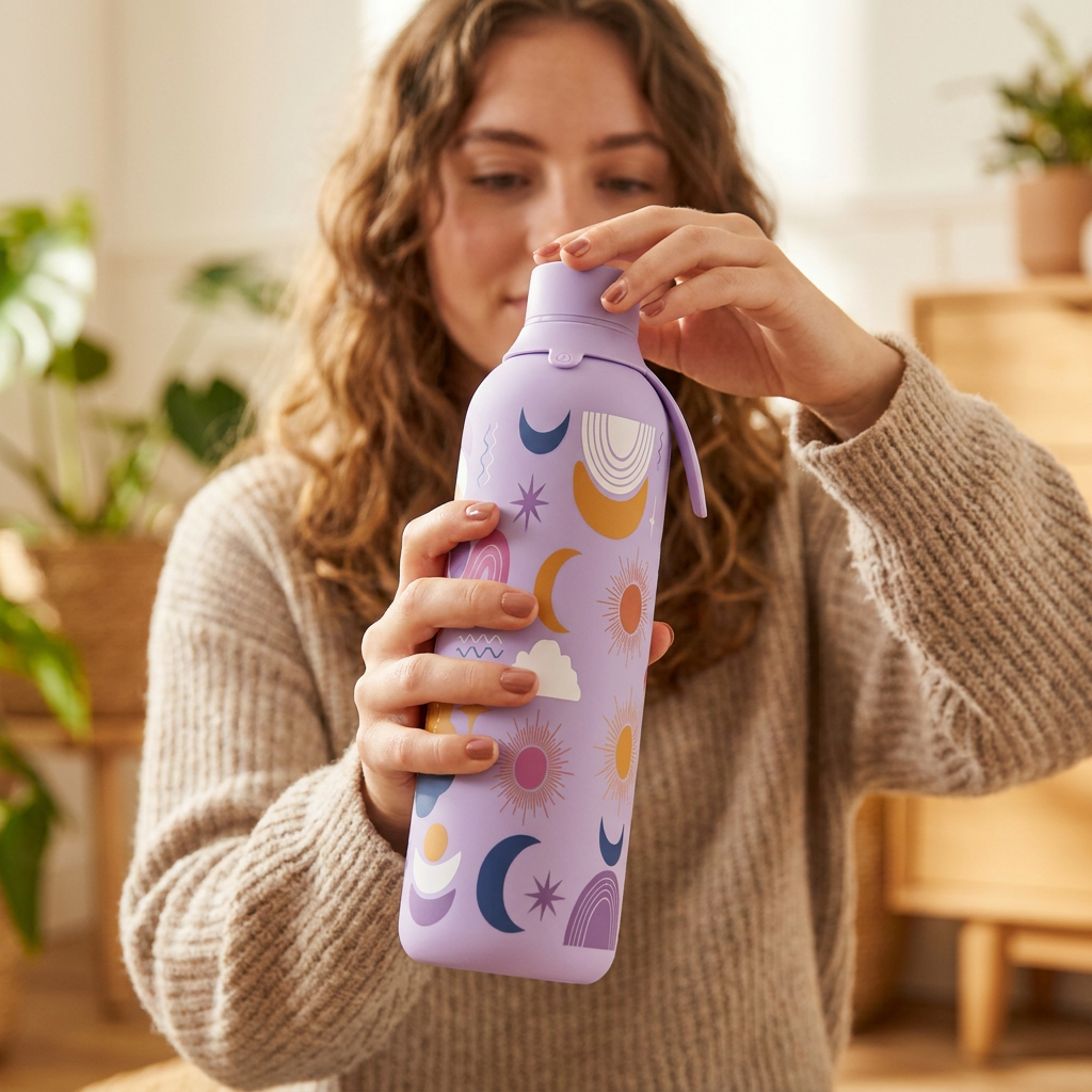 Botella Térmica de Acero Inoxidable con Interior Cerámico y Doble Tapón – Boho Soul | Aurea