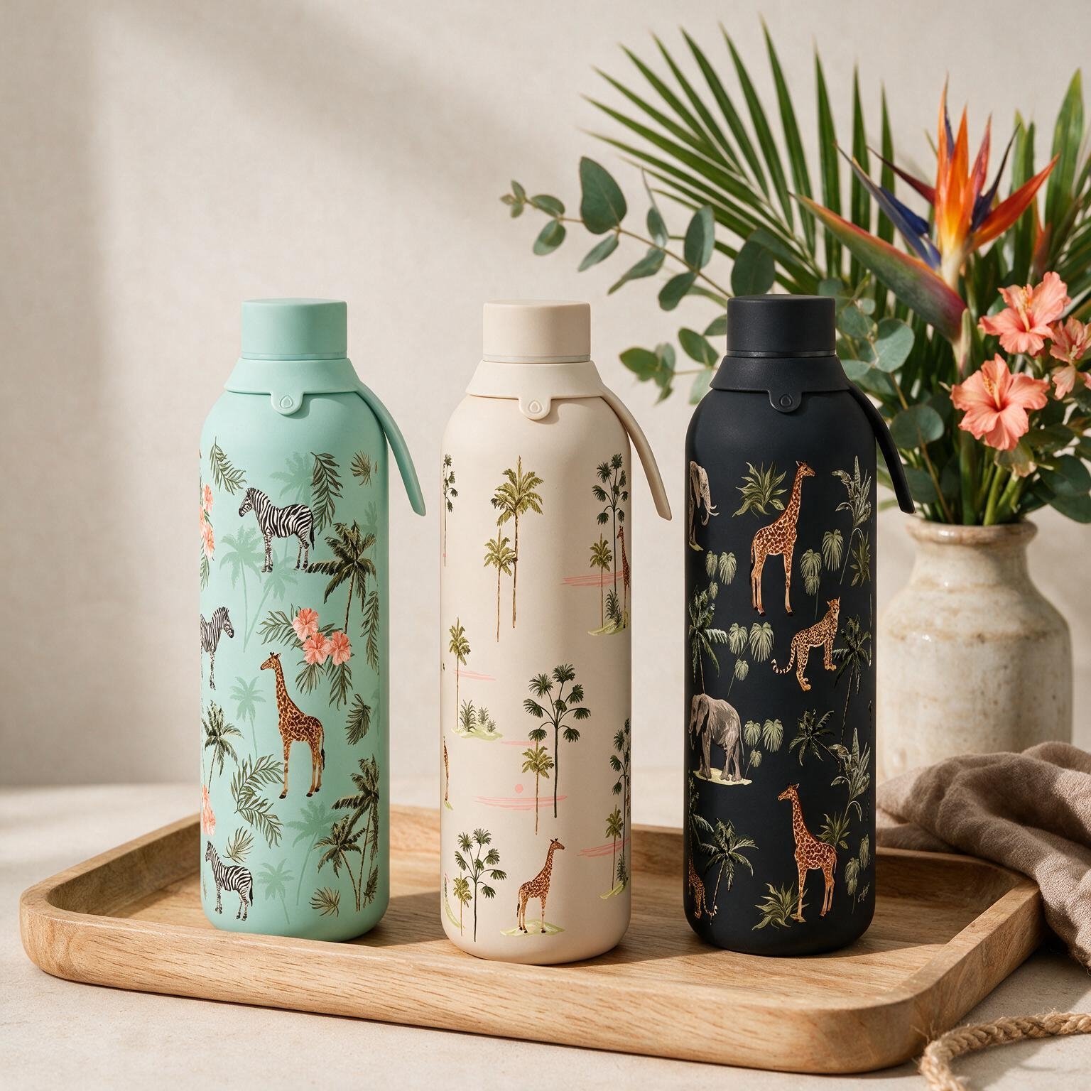 Botella Térmica de Acero Inoxidable con Interior Cerámico y Doble Tapón – Savanna Life | Aurea