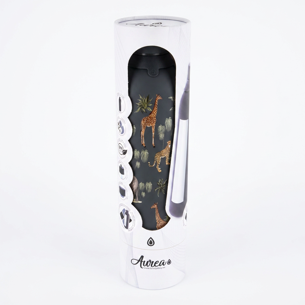 Botella Térmica de Acero Inoxidable con Interior Cerámico y Doble Tapón – Savanna Life | Aurea