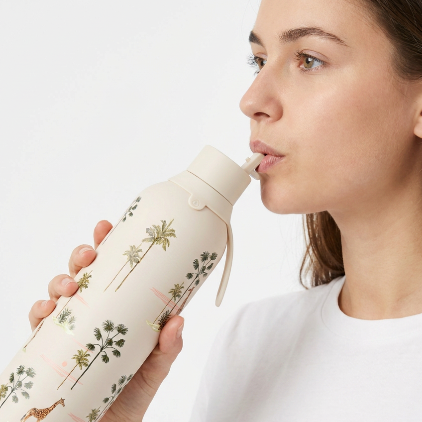 Botella Térmica de Acero Inoxidable con Interior Cerámico y Doble Tapón – Savanna Life | Aurea