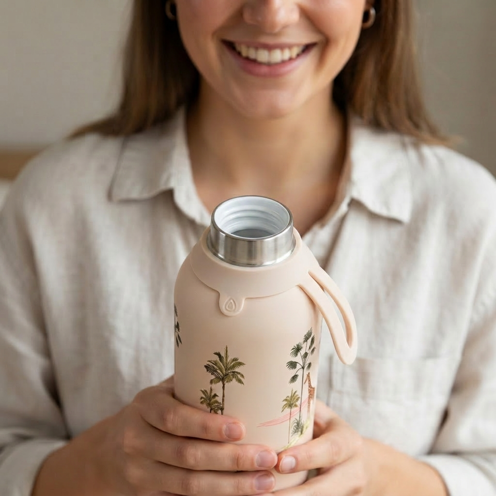 Botella Térmica de Acero Inoxidable con Interior Cerámico y Doble Tapón – Savanna Life | Aurea
