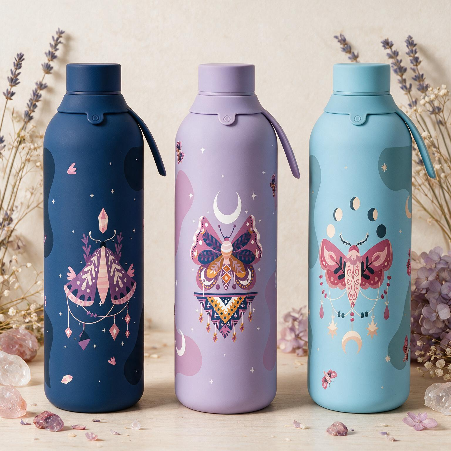 Botella Térmica de Acero Inoxidable con Interior Cerámico y Doble Tapón – Mystic Night | Aurea