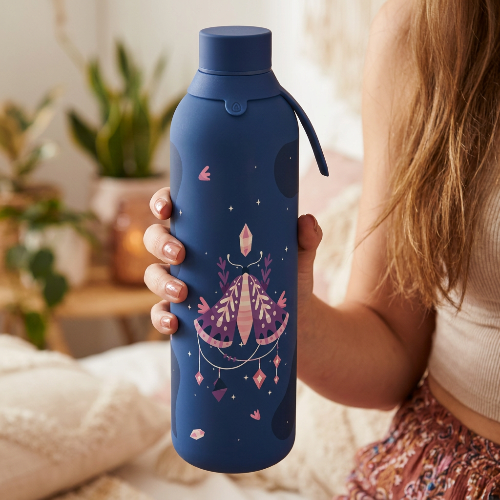 Botella Térmica de Acero Inoxidable con Interior Cerámico y Doble Tapón – Mystic Night | Aurea