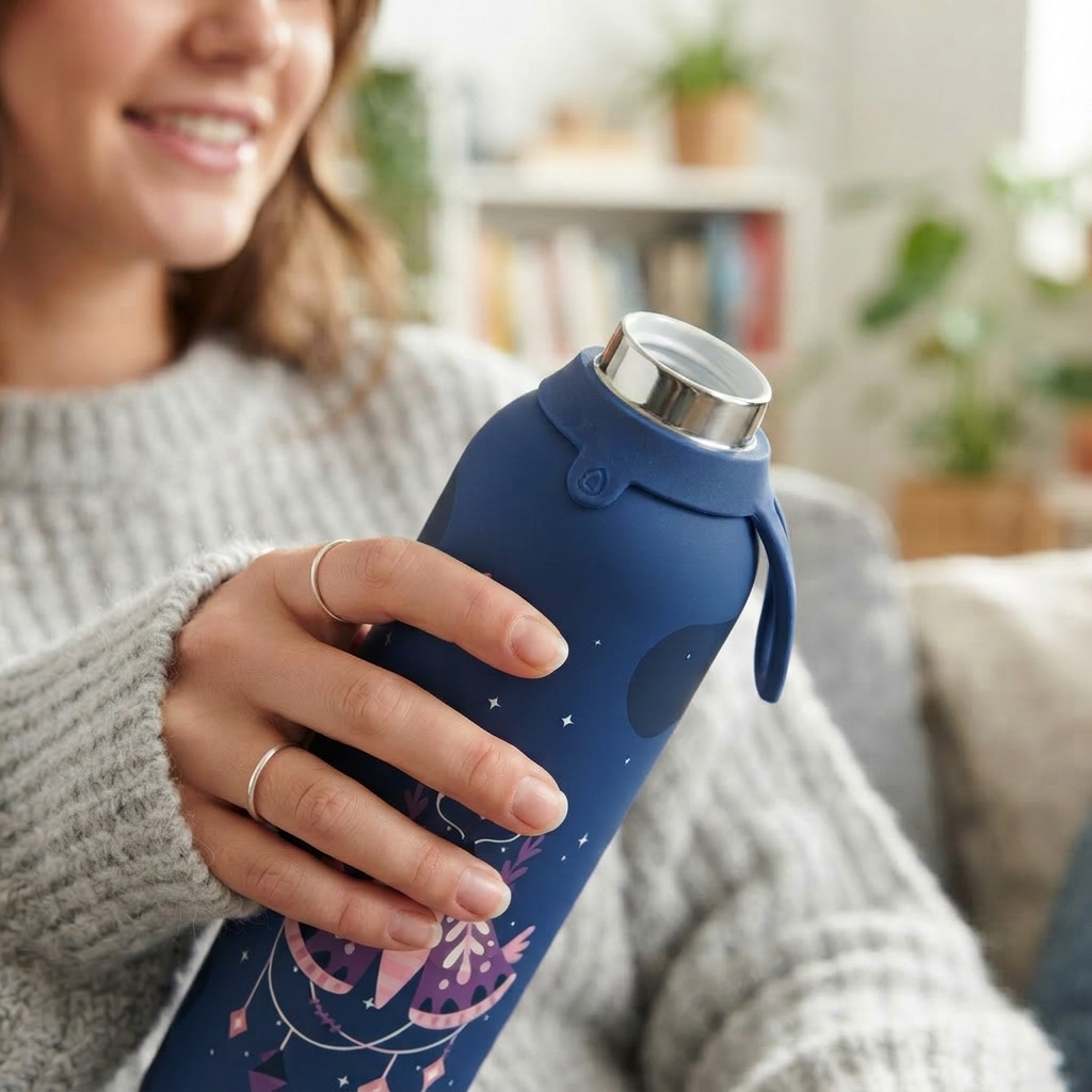 Botella Térmica de Acero Inoxidable con Interior Cerámico y Doble Tapón – Mystic Night | Aurea