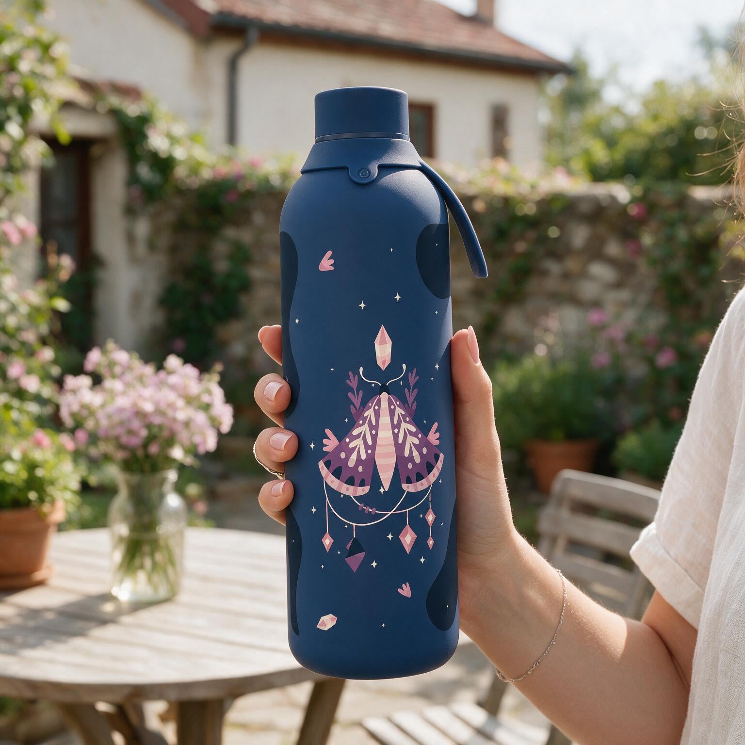 Botella Térmica de Acero Inoxidable con Interior Cerámico y Doble Tapón – Mystic Night | Aurea