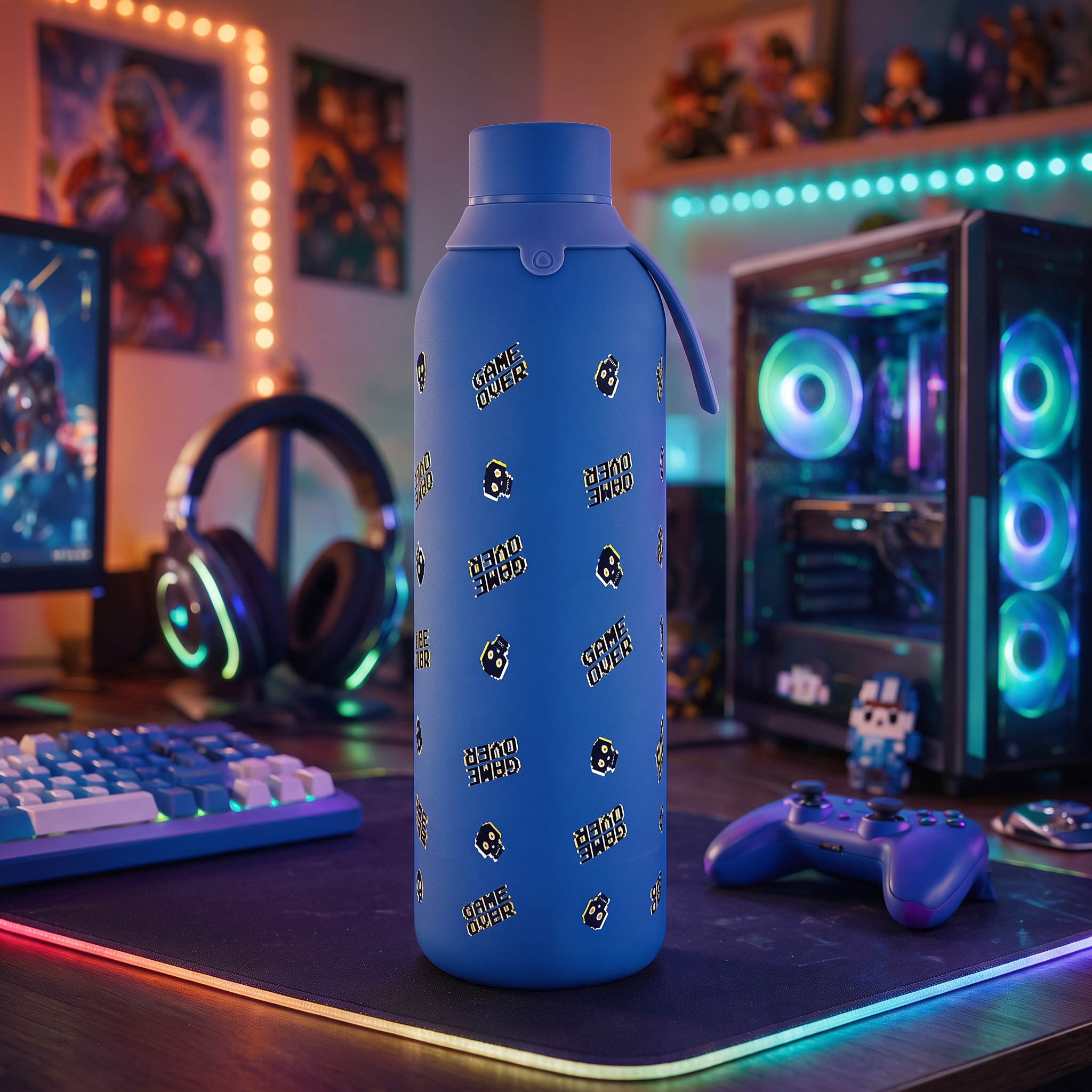 Botella Térmica de Acero Inoxidable con Interior Cerámico y Doble Tapón – Arcade Skull | Aurea