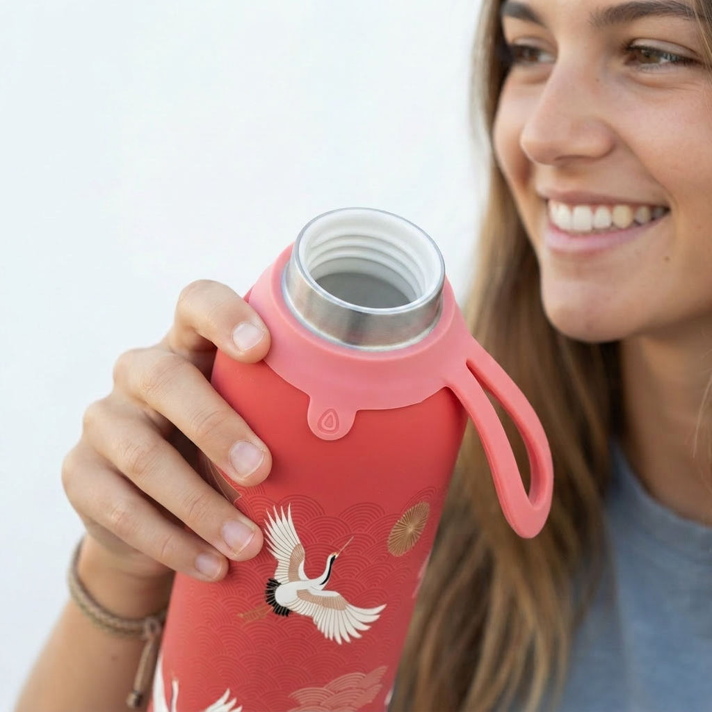 Botella Térmica de Acero Inoxidable con Interior Cerámico y Doble Tapón – Tokyo Sky | Aurea
