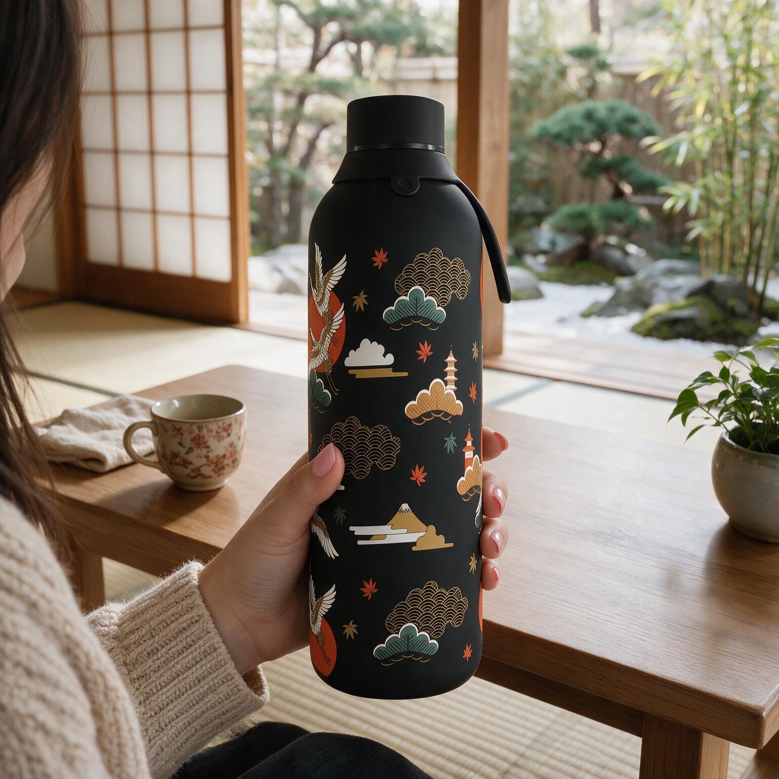 Botella Térmica de Acero Inoxidable con Interior Cerámico y Doble Tapón – Tokyo Sky | Aurea