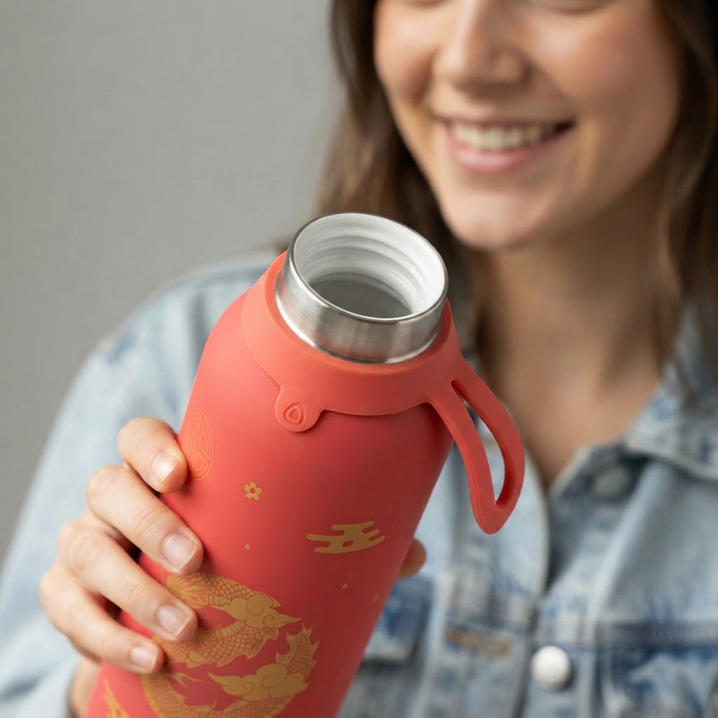 Botella Térmica de Acero Inoxidable con Interior Cerámico y Doble Tapón – Dragon Spirit | Aurea