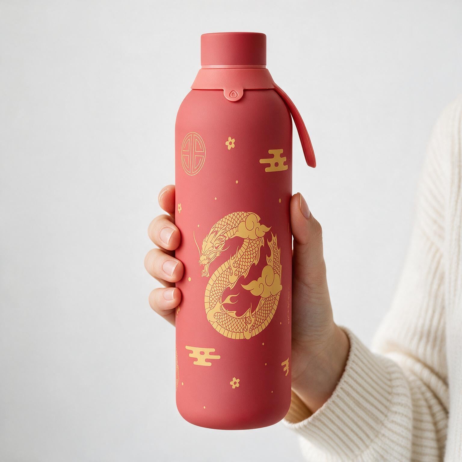 Botella Térmica de Acero Inoxidable con Interior Cerámico y Doble Tapón – Dragon Spirit | Aurea