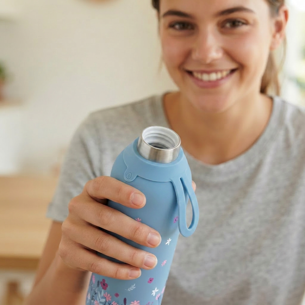 Botella Térmica de Acero Inoxidable con Interior Cerámico y Doble Tapón – Sweet Breeze | Aurea