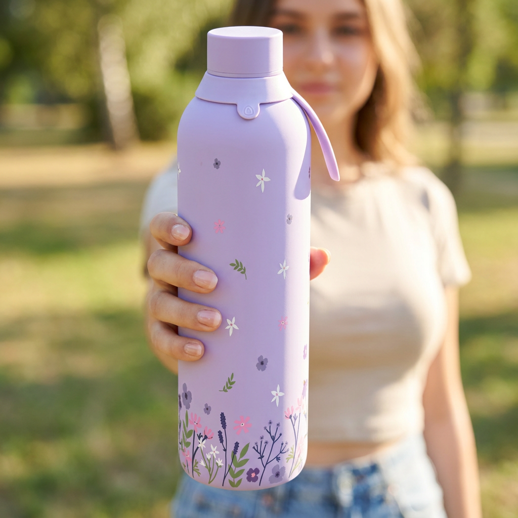 Botella Térmica de Acero Inoxidable con Interior Cerámico y Doble Tapón – Sweet Breeze | Aurea