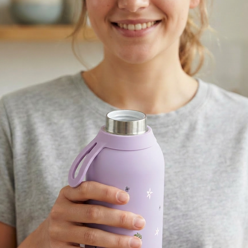 Botella Térmica de Acero Inoxidable con Interior Cerámico y Doble Tapón – Sweet Breeze | Aurea