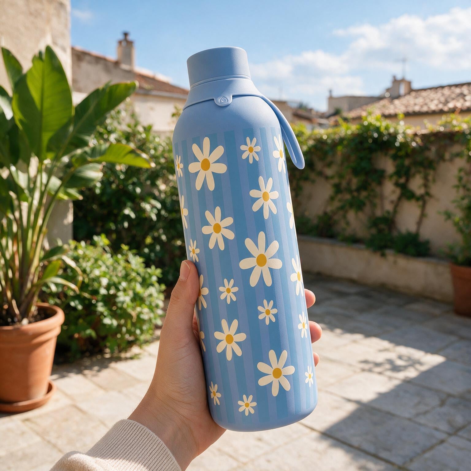 Botella Térmica de Acero Inoxidable con Interior Cerámico y Doble Tapón – Floral Picnic | Aurea