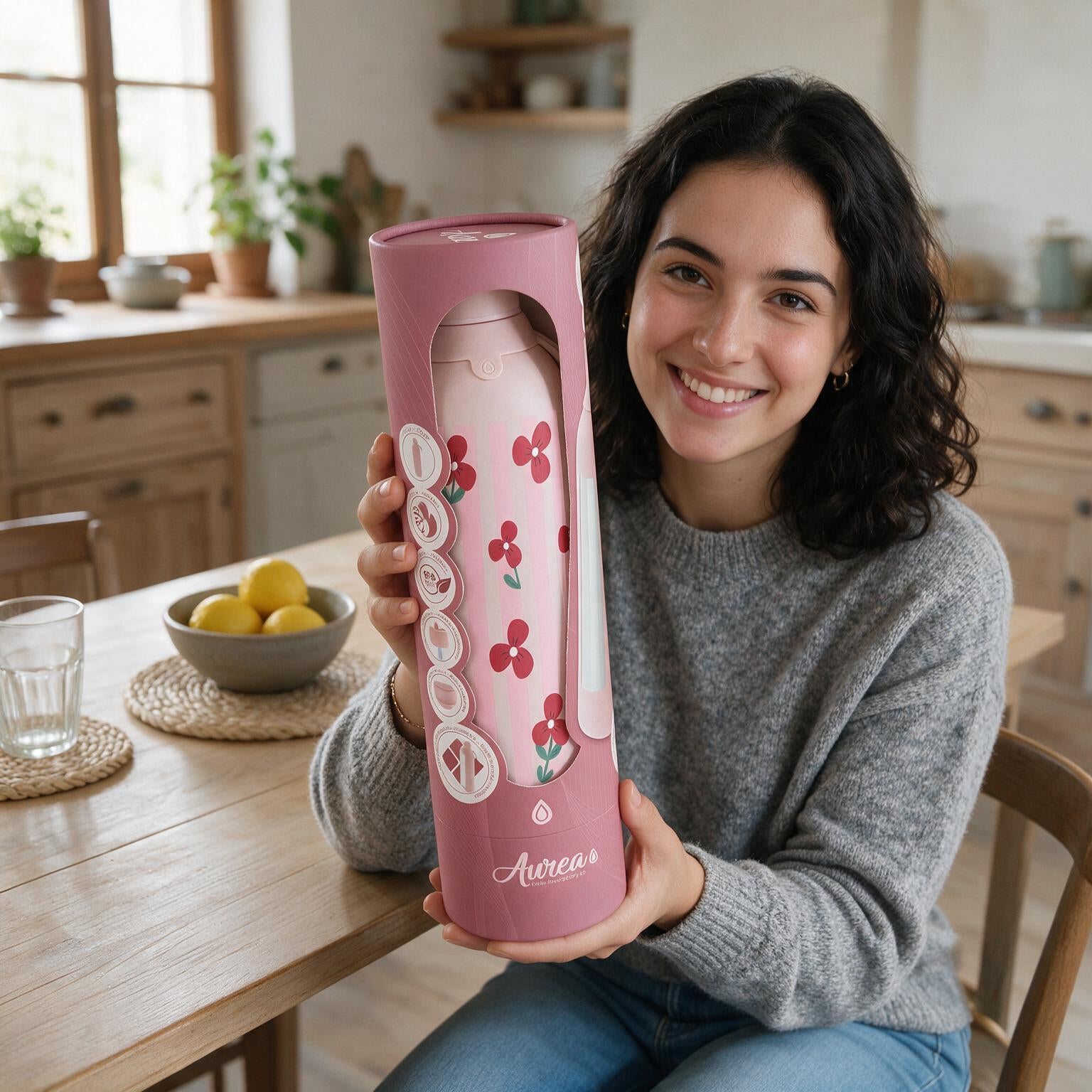 Botella Térmica de Acero Inoxidable con Interior Cerámico y Doble Tapón – Floral Picnic | Aurea
