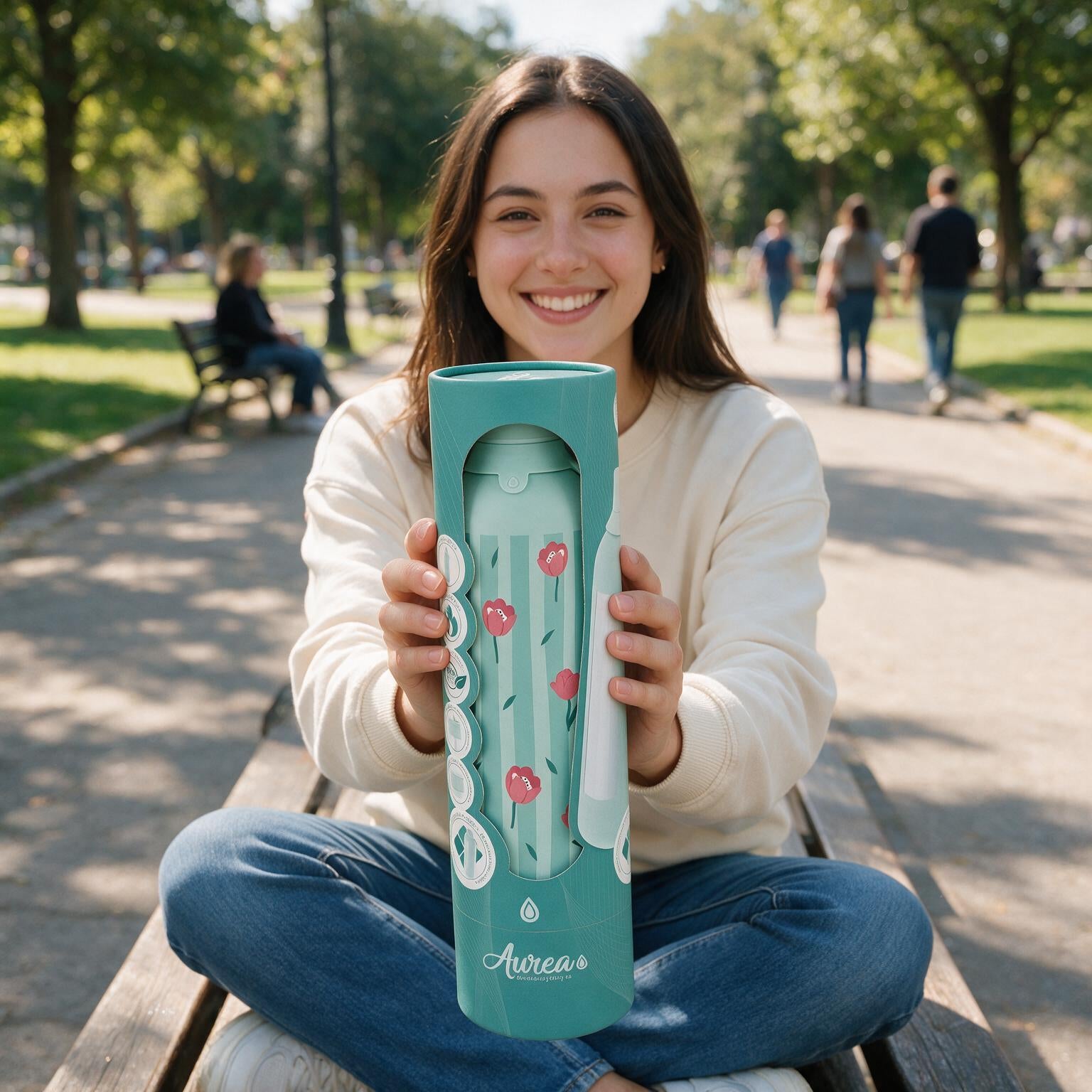 Botella Térmica de Acero Inoxidable con Interior Cerámico y Doble Tapón – Floral Picnic | Aurea
