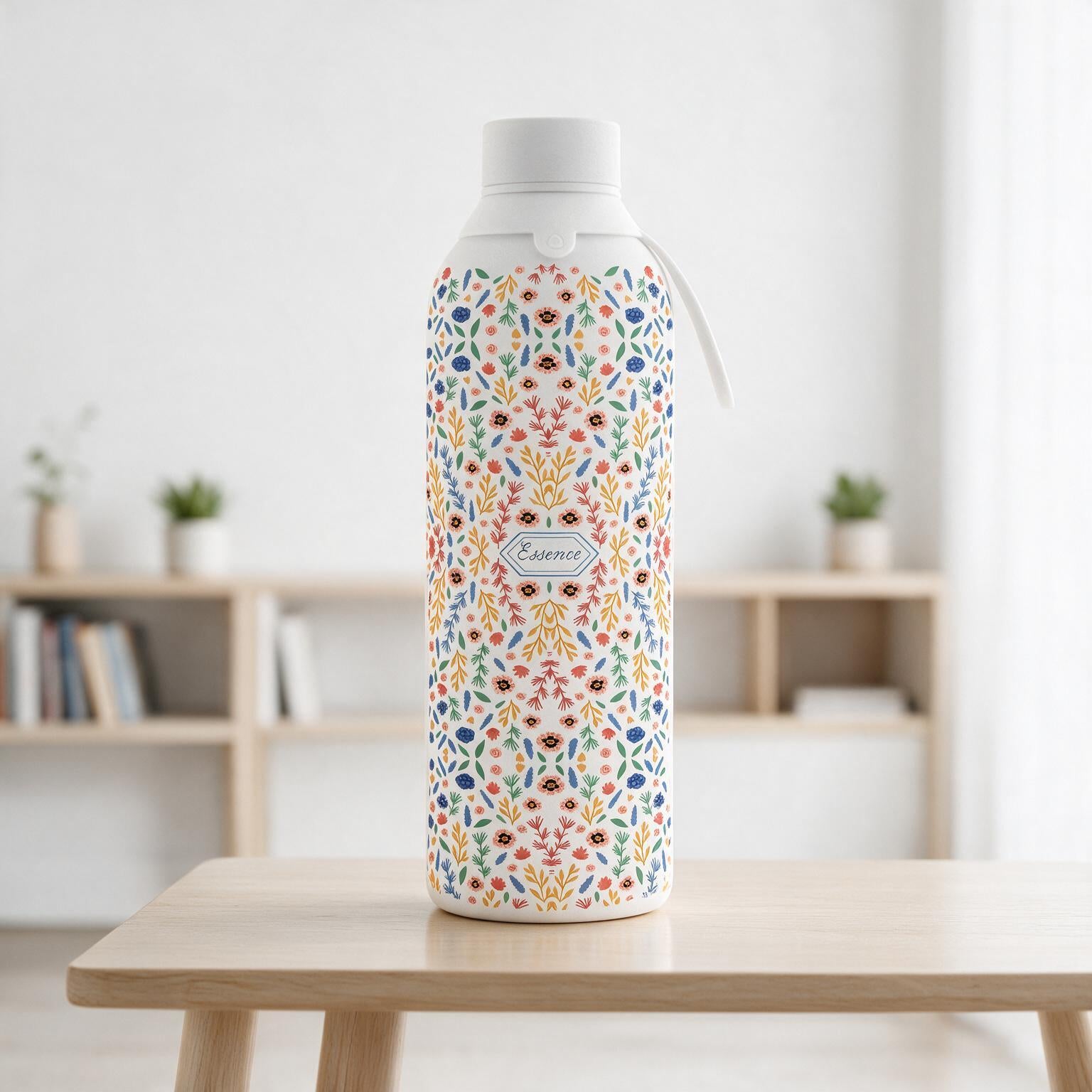 Botella Térmica de Acero Inoxidable con Interior Cerámico y Doble Tapón – Floral Essence | Aurea