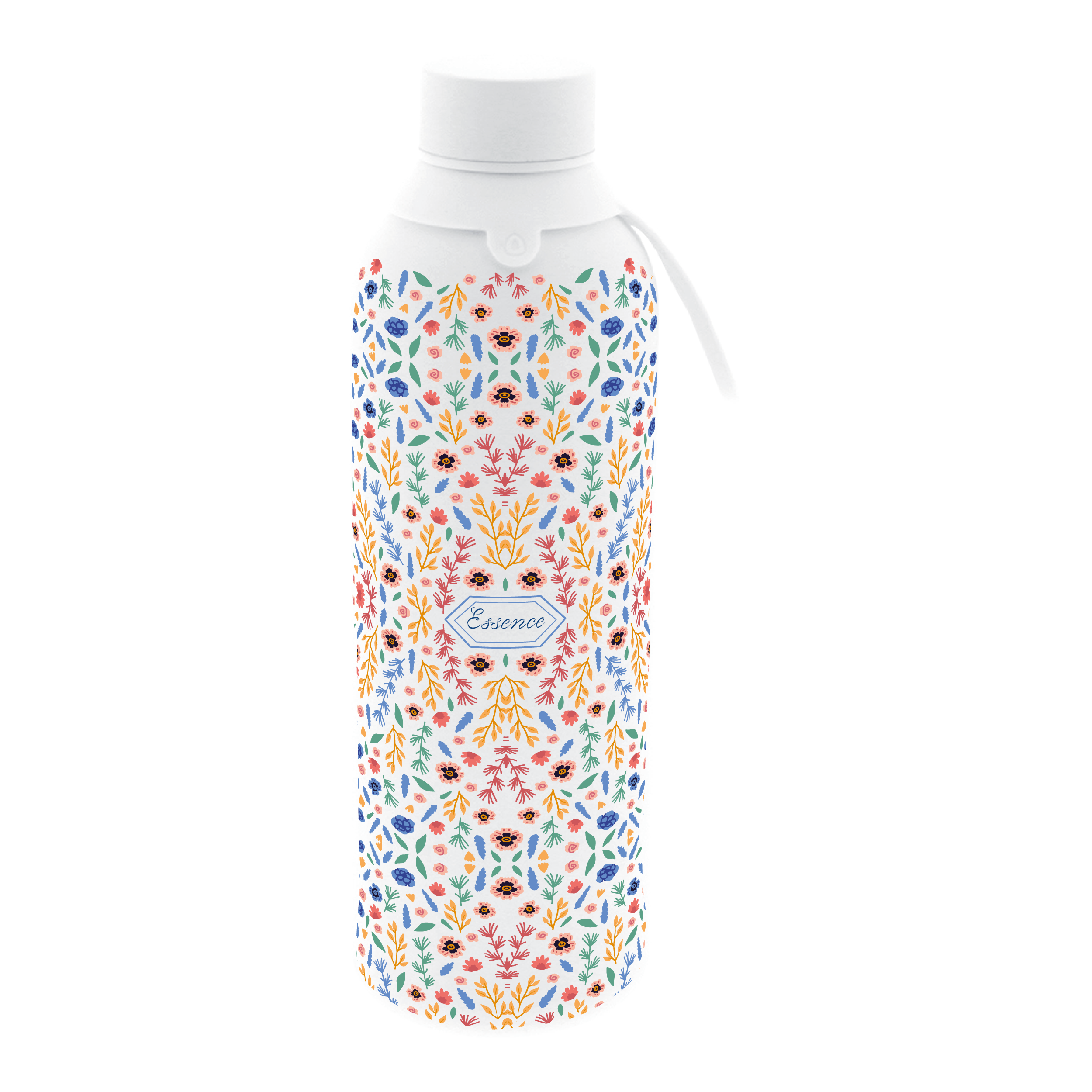 Botella Térmica de Acero Inoxidable con Interior Cerámico y Doble Tapón – Floral Essence | Aurea