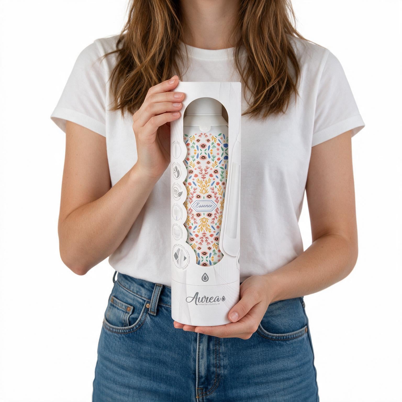 Botella Térmica de Acero Inoxidable con Interior Cerámico y Doble Tapón – Floral Essence | Aurea