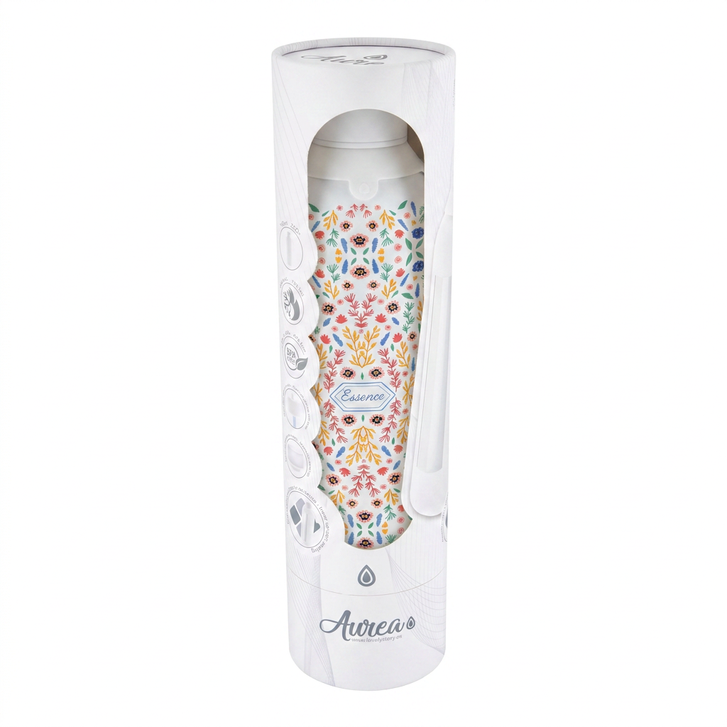 Botella Térmica de Acero Inoxidable con Interior Cerámico y Doble Tapón – Floral Essence | Aurea