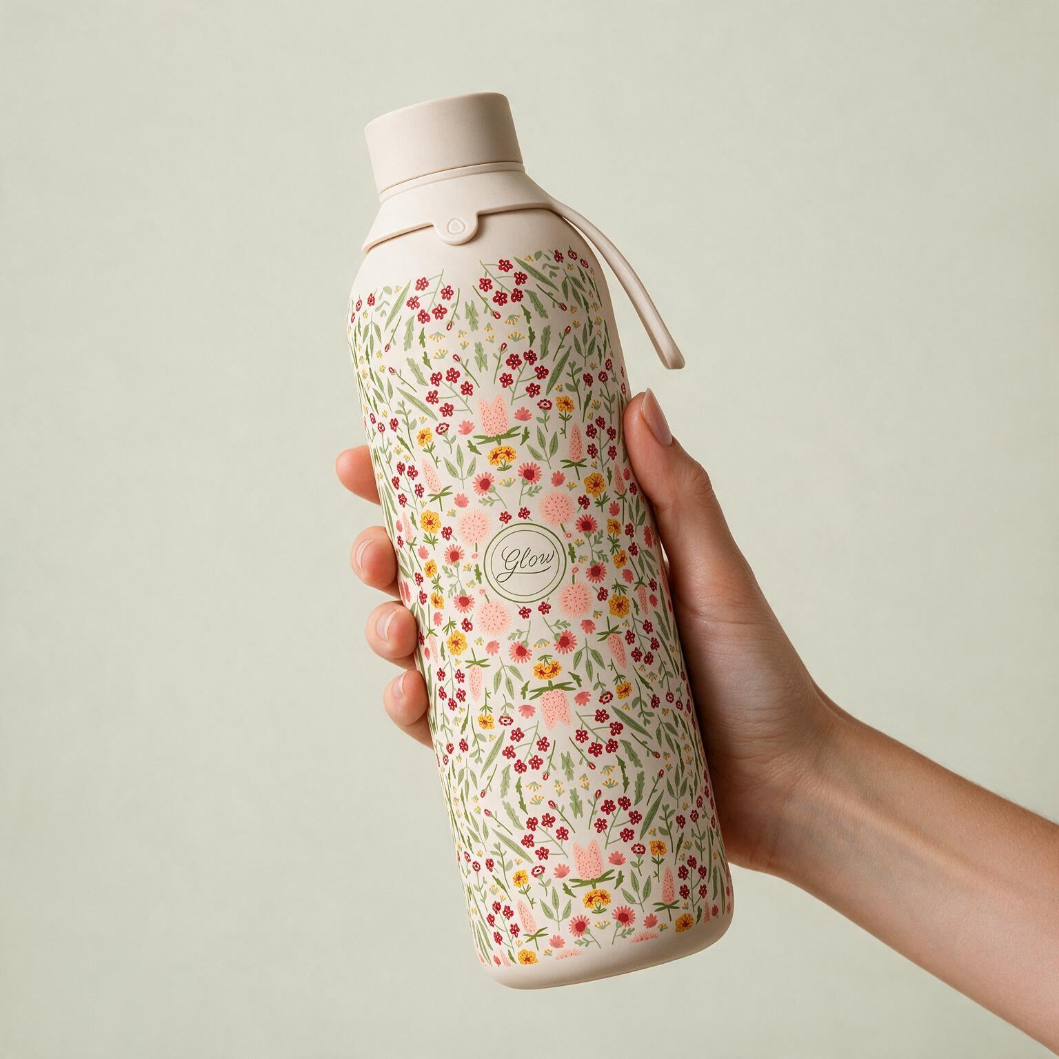 Botella Térmica de Acero Inoxidable con Interior Cerámico y Doble Tapón – Floral Essence | Aurea
