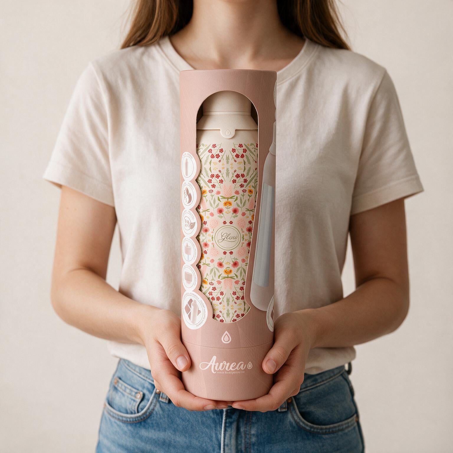 Botella Térmica de Acero Inoxidable con Interior Cerámico y Doble Tapón – Floral Essence | Aurea