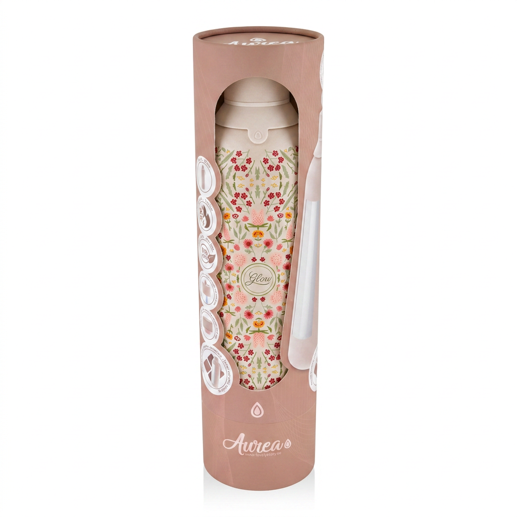 Botella Térmica de Acero Inoxidable con Interior Cerámico y Doble Tapón – Floral Essence | Aurea