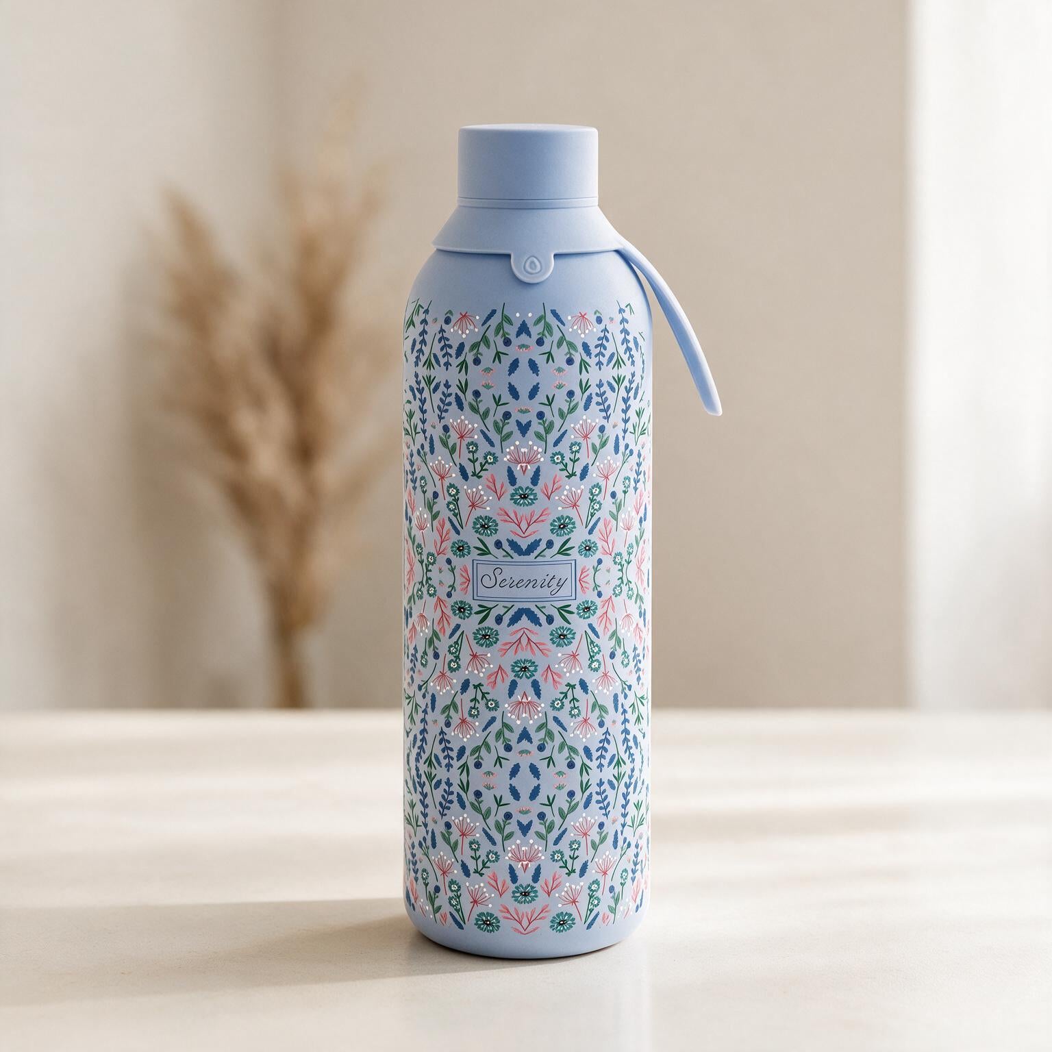 Botella Térmica de Acero Inoxidable con Interior Cerámico y Doble Tapón – Floral Essence | Aurea