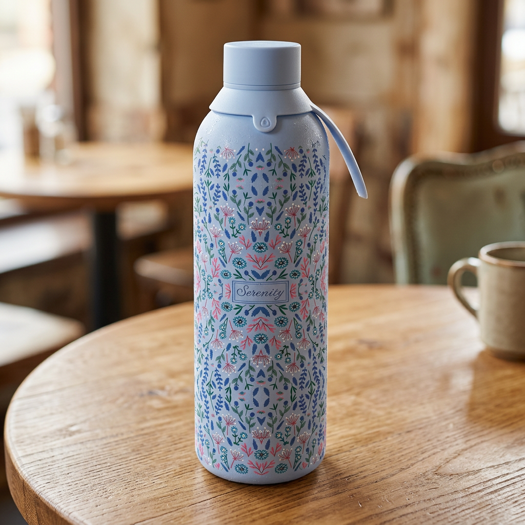 Botella Térmica de Acero Inoxidable con Interior Cerámico y Doble Tapón – Floral Essence | Aurea